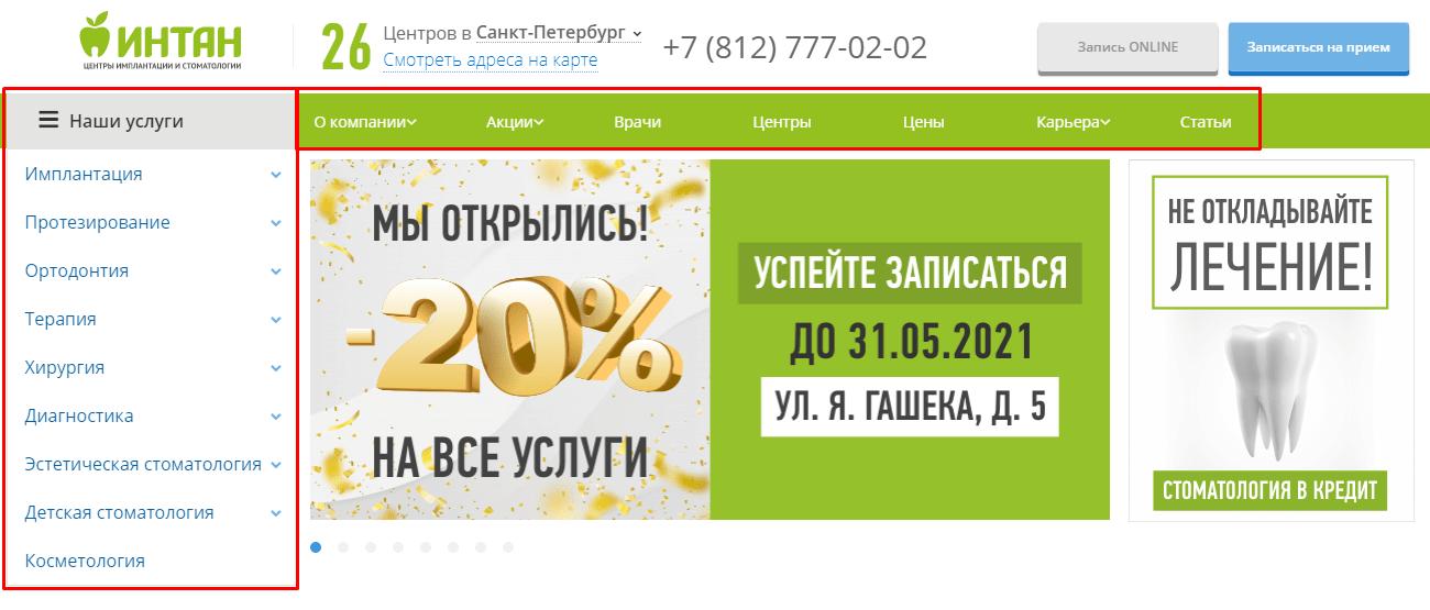 Пример структуры сайта