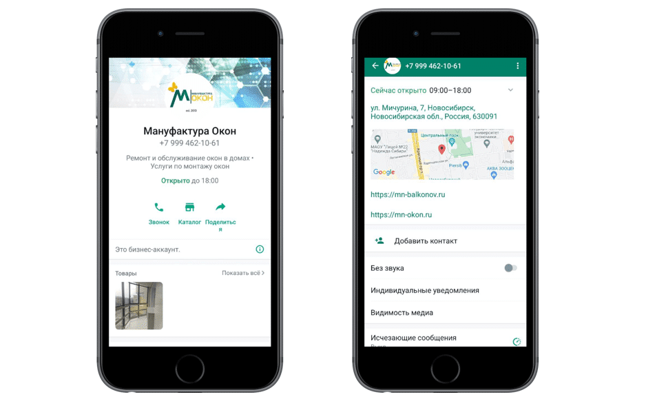 Пример аккаунта WhatsApp* Business