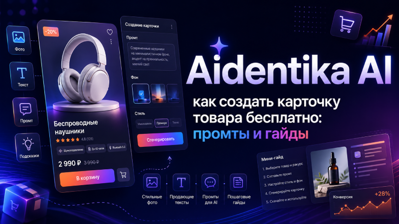 Aidentika AI — как создать карточку товара бесплатно: промты и гайды